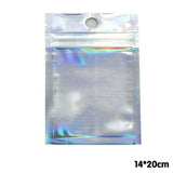 100/200X Iridescent Zip Bags for Food Storage & Holographic Makeup Pouch - 20*30cm 200PCS