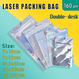 100/200X Iridescent Zip Bags for Food Storage & Holographic Makeup Pouch - 7*10cm 200PCS - Front View