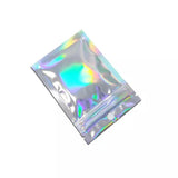 100/200X Iridescent Zip Bags for Food Storage & Holographic Makeup Pouch - 7*10cm 200PCS - Side View