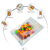 100/200X Iridescent Zip Bags for Food Storage & Holographic Makeup Pouch - 9*12cm 100PCS - Close-Up Angle