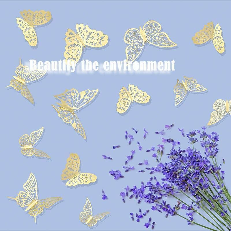 12X 3D Butterfly Wall Decals Stickers Removable Kids Nursery Decoration - 7601