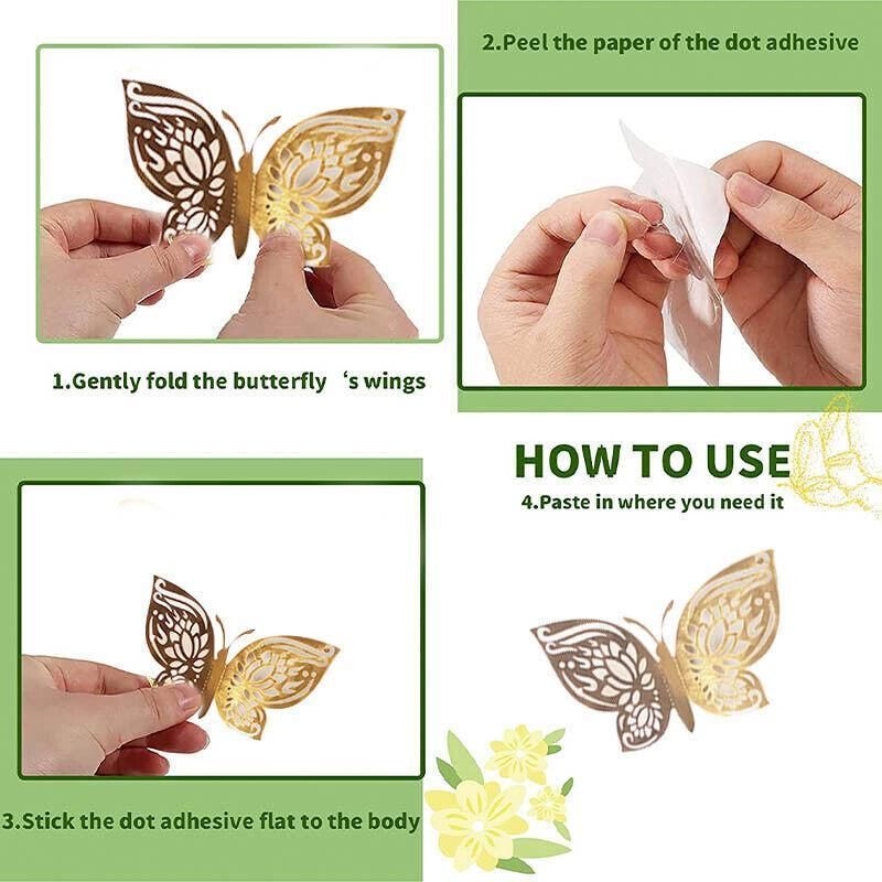 12X 3D Butterfly Wall Decals Stickers Removable Kids Nursery Decoration - 7602