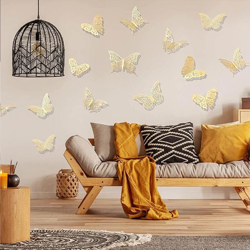 12X 3D Butterfly Wall Decals Stickers Removable Kids Nursery Decoration - 7603