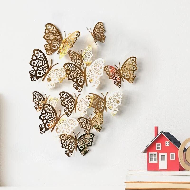 12X 3D Butterfly Wall Decals Stickers Removable Kids Nursery Decoration - 7603