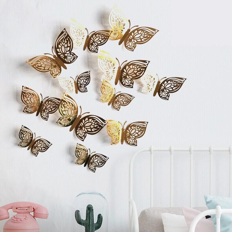 12X 3D Butterfly Wall Decals Stickers Removable Kids Nursery Decoration - 7605