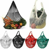 Reusable Mesh Net Shopping Bag String Tote Grocery Fruit Vegetable Storage - Beige - 45-Degree Angle