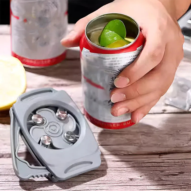 Topless Can Opener Manual Kitchen Tool for Beer Soda and Tin Bottles - Black