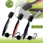Golf Cleaning Brush Retractable Stock Color Groove Cleaner With Reel Club Ball - Black