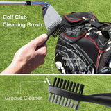 Golf Cleaning Brush Retractable Stock Color Groove Cleaner With Reel Club Ball - Black - Side View
