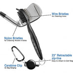 Golf Cleaning Brush Retractable Stock Color Groove Cleaner With Reel Club Ball - Black