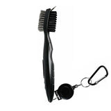 Golf Cleaning Brush Retractable Stock Color Groove Cleaner With Reel Club Ball - Black - Close-Up Angle