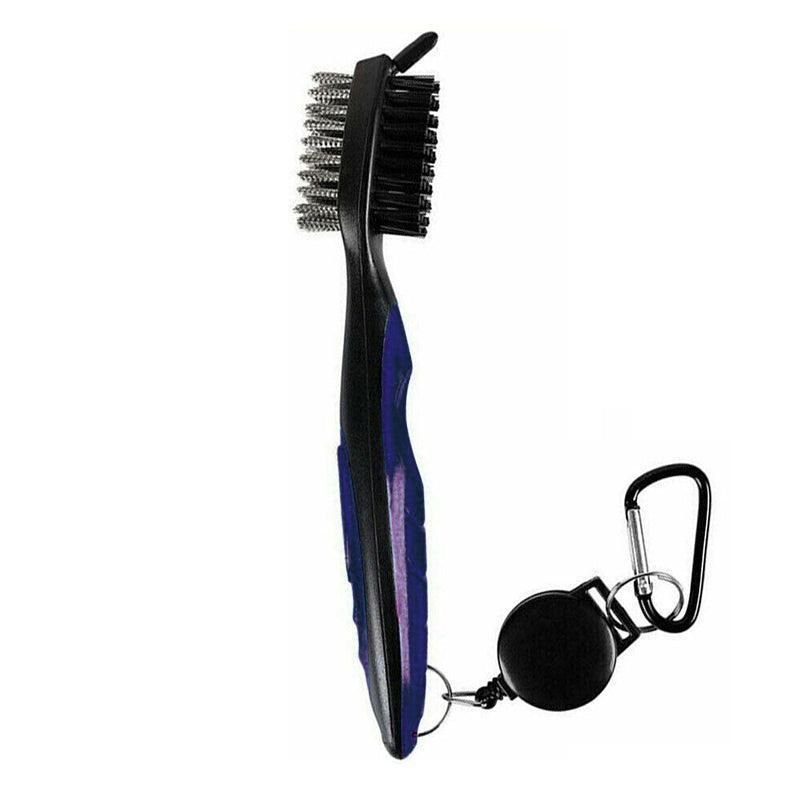 Golf Cleaning Brush Retractable Stock Color Groove Cleaner With Reel Club Ball - Black