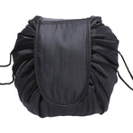 Portable Travel Makeup Bag Drawstring Cosmetic Pouch Lazy Storage Organiser Case - Black