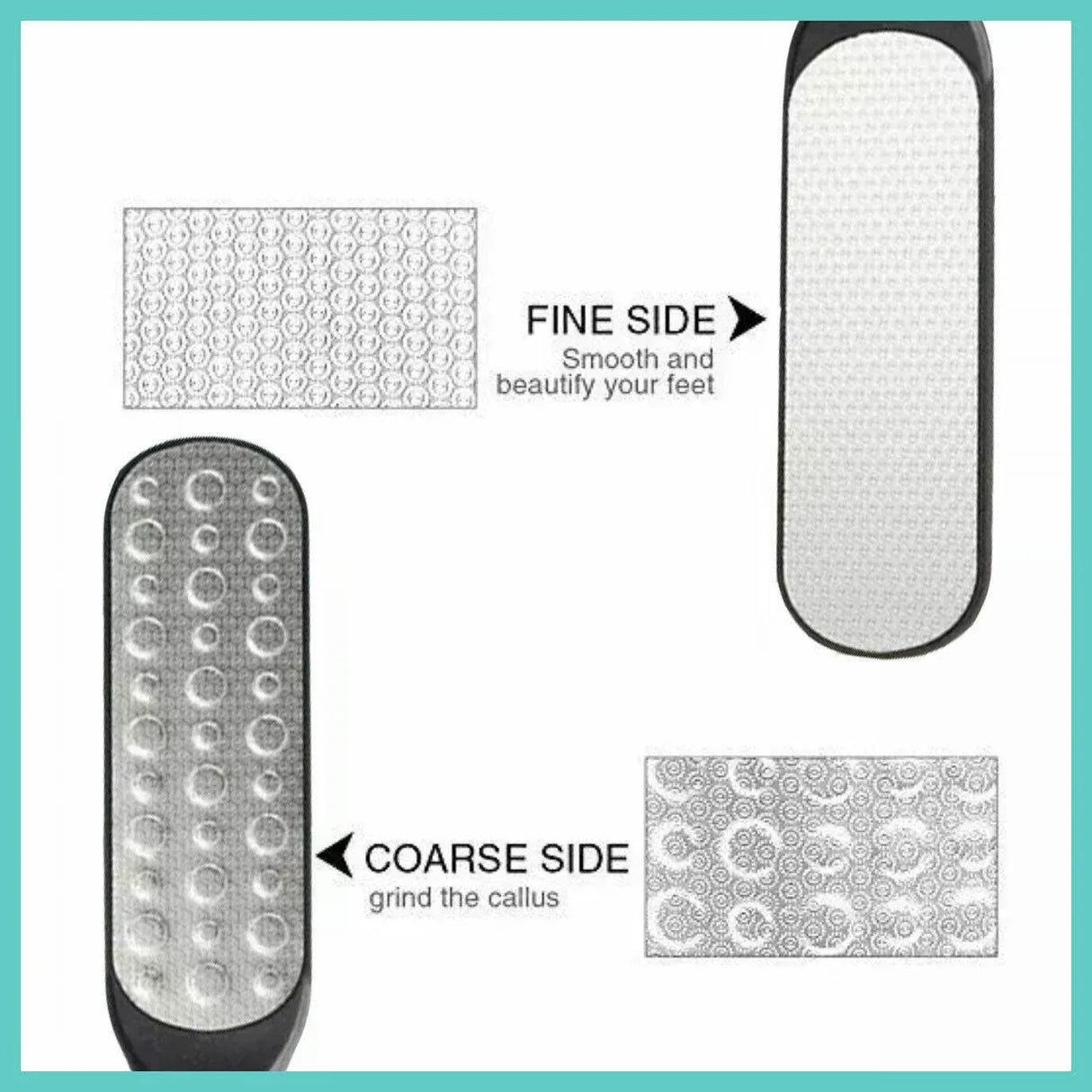 Double Sided Foot File Pedicure Rasp Scrubber Cleaner Dead Skin Callus Remover - Black