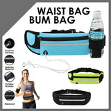 Waterproof Running Bum Bag Fanny Pack Waist Belt Money Wallet Zip Pouch Sports - Black - Front View
