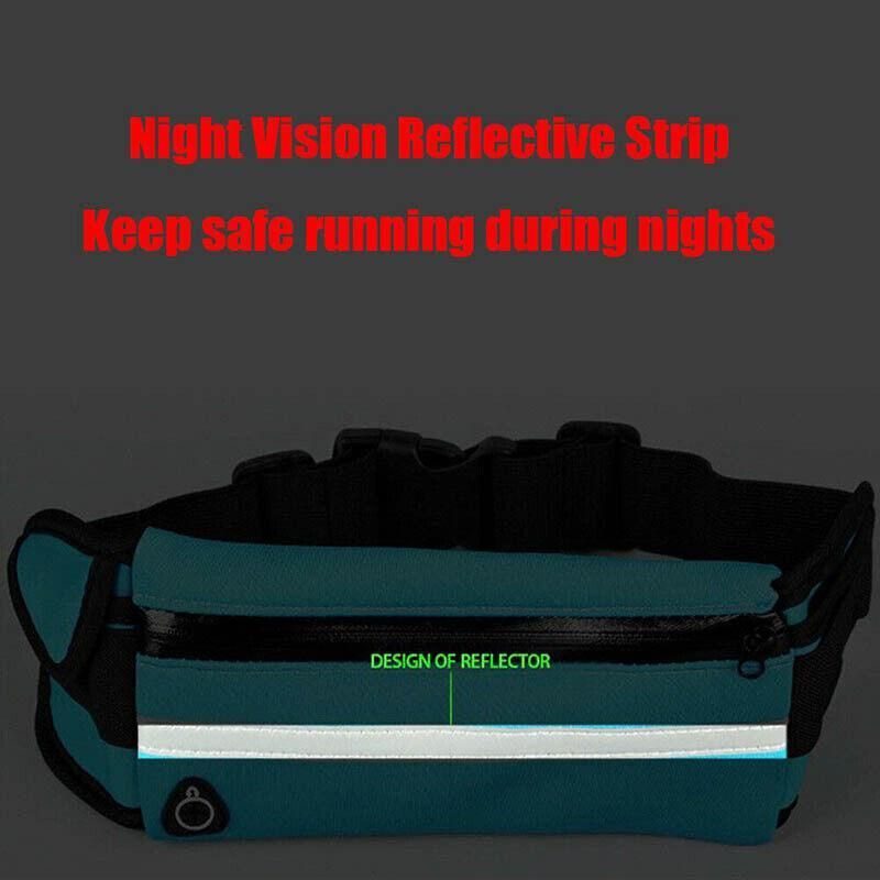 Waterproof Running Bum Bag Fanny Pack Waist Belt Money Wallet Zip Pouch Sports - Black