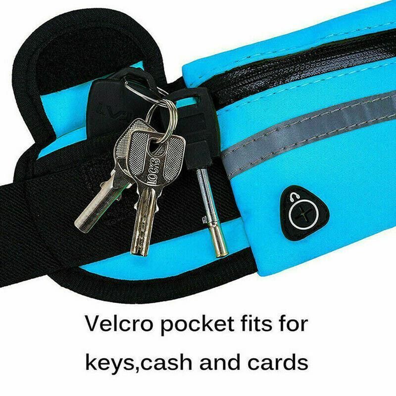 Waterproof Running Bum Bag Fanny Pack Waist Belt Money Wallet Zip Pouch Sports - Black