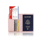 RFID Passport Holder Slim Leather Travel Wallet ID Card Cover Case for Men Women - Blue