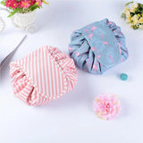 Portable Travel Makeup Bag Drawstring Cosmetic Pouch Lazy Storage Organiser Case - Blue - Low Angle