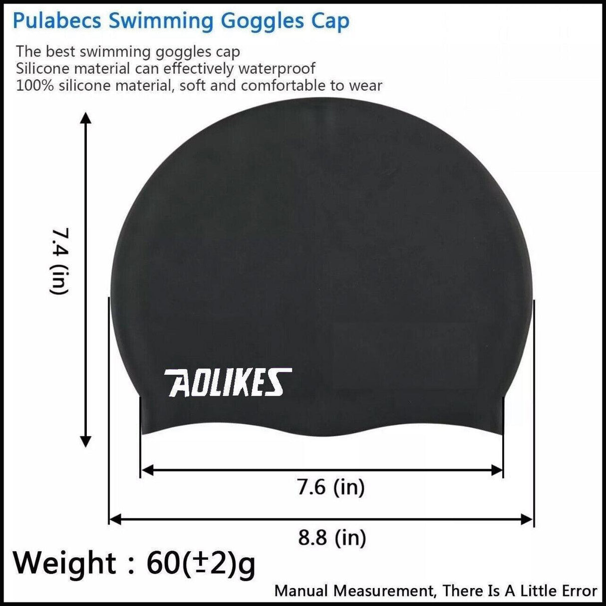 Aolikes Silicone Swimming Cap Waterproof Unisex Swim Hat for Men and Women - Blue