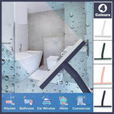 Shower Squeegee Bathroom Mirror Window Glass Cleaner Wiper Home Cleaning Tool - Blue - Front View