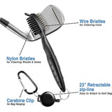 Golf Cleaning Brush Retractable Stock Color Groove Cleaner With Reel Club Ball - Blue - Top-Down View