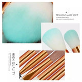 20 Pcs Eye Make-Up Brushes Diamond Unicorn Eyeshadow Eyebrow Blending Brush Set - Blue and Pink - Close-Up Angle