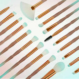 20 Pcs Eye Make-Up Brushes Diamond Unicorn Eyeshadow Eyebrow Blending Brush Set - Blue and Purple - 45-Degree Angle