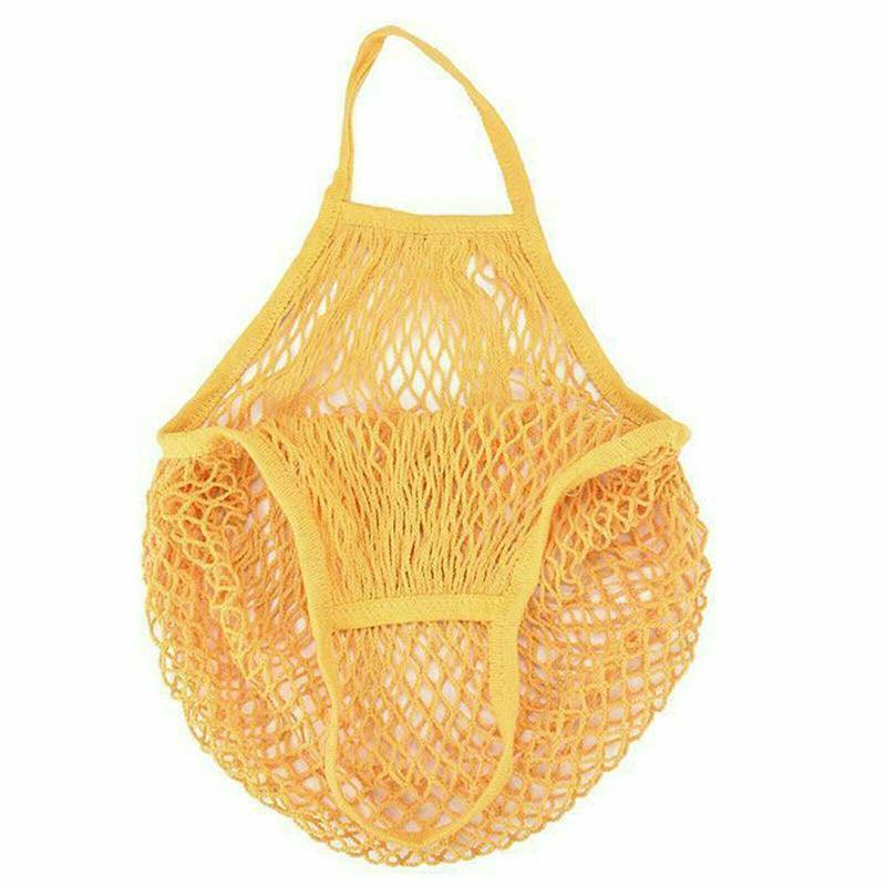 Reusable Mesh Net Shopping Bag String Tote Grocery Fruit Vegetable Storage - Brown