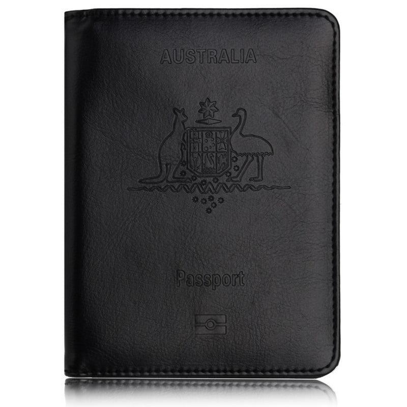 RFID Passport Holder Slim Leather Travel Wallet ID Card Cover Case for Men Women - Brown