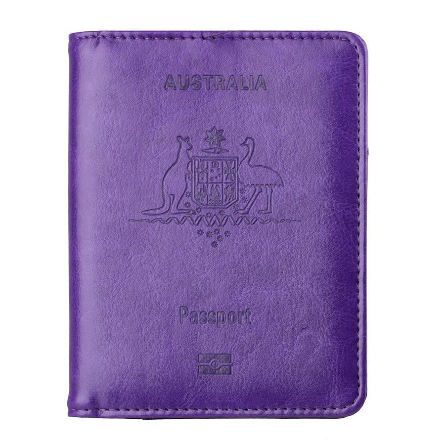 RFID Passport Holder Slim Leather Travel Wallet ID Card Cover Case for Men Women - Brown