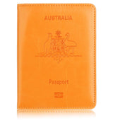 RFID Passport Holder Slim Leather Travel Wallet ID Card Cover Case for Men Women - Brown