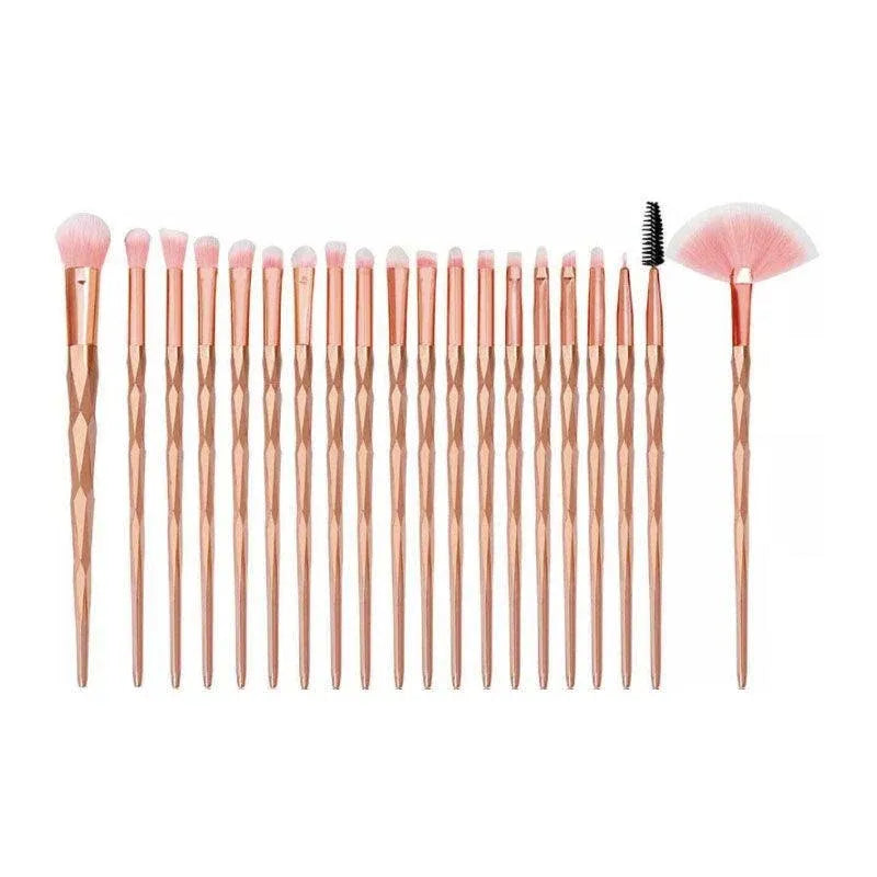 20 Pcs Eye Make-Up Brushes Diamond Unicorn Eyeshadow Eyebrow Blending Brush Set - Gold