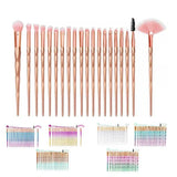 20 Pcs Eye Make-Up Brushes Diamond Unicorn Eyeshadow Eyebrow Blending Brush Set - Gold - Side View