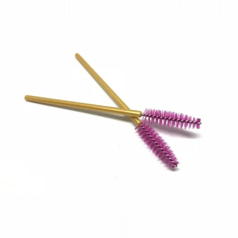 50X Disposable Mascara Wands Eyelash Brushes Applicator Lash Extension Brush - gold+pink