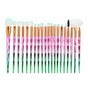 20 Pcs Eye Make-Up Brushes Diamond Unicorn Eyeshadow Eyebrow Blending Brush Set - Green and Pink
