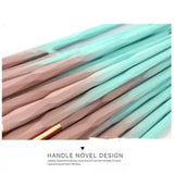 20 Pcs Eye Make-Up Brushes Diamond Unicorn Eyeshadow Eyebrow Blending Brush Set - Green and Pink - Rear View