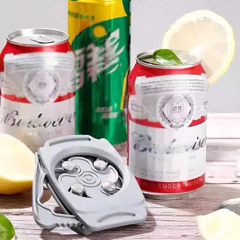 Topless Can Opener Manual Kitchen Tool for Beer Soda and Tin Bottles - Grey
