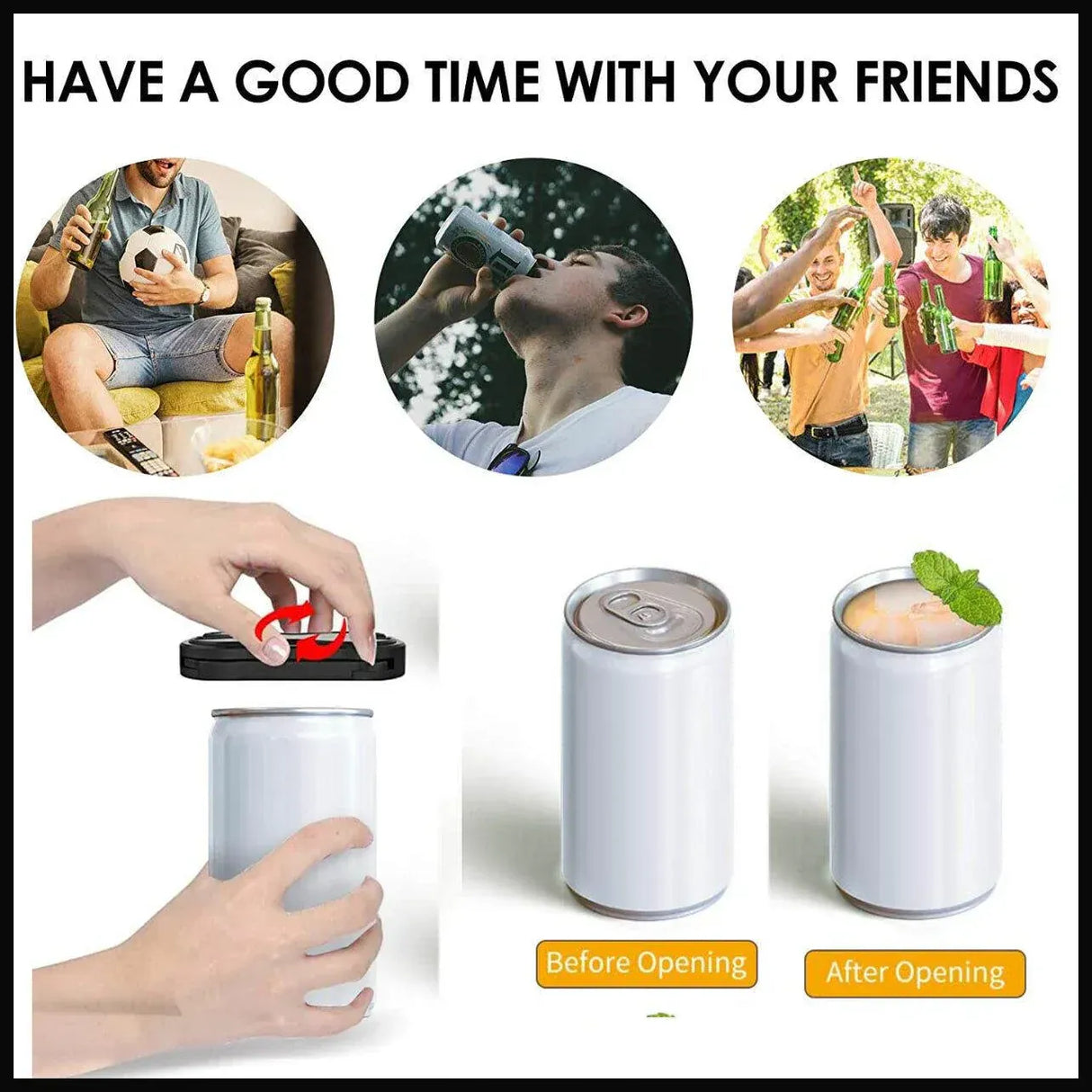 Topless Can Opener Manual Kitchen Tool for Beer Soda and Tin Bottles - Grey
