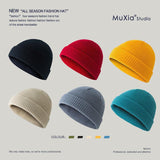 Men Women Mini Fisherman Beanie Winter Spring Hat Soft Knitted Docker Skull Cap - Khaki - Top-Down View