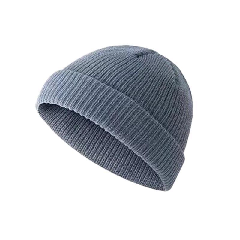Men Women Mini Fisherman Beanie Winter Spring Hat Soft Knitted Docker Skull Cap - Khaki