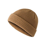 Men Women Mini Fisherman Beanie Winter Spring Hat Soft Knitted Docker Skull Cap - Khaki - Extra Image