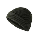 Men Women Mini Fisherman Beanie Winter Spring Hat Soft Knitted Docker Skull Cap - Khaki - Extra Image