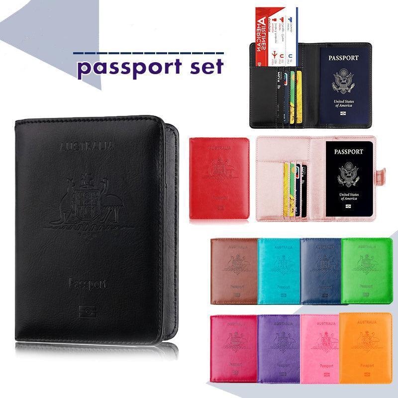RFID Passport Holder Slim Leather Travel Wallet ID Card Cover Case for Men Women - Light Blue