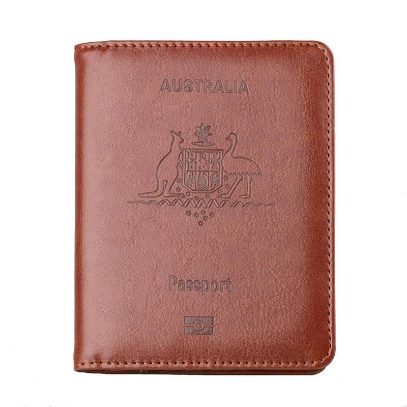 RFID Passport Holder Slim Leather Travel Wallet ID Card Cover Case for Men Women - Light Blue