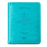 RFID Passport Holder Slim Leather Travel Wallet ID Card Cover Case for Men Women - Light Blue