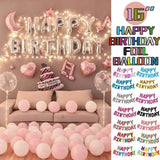 40Cm 3D Happy Birthday Letters Balloons Inflating Foil Banner Bunting Celebrate - Light Blue