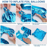 40Cm 3D Happy Birthday Letters Balloons Inflating Foil Banner Bunting Celebrate - Light Blue