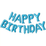 40Cm 3D Happy Birthday Letters Balloons Inflating Foil Banner Bunting Celebrate - Light Blue