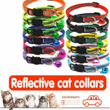Reflective Cat Collar with Breakaway Buckle and Bell Adjustable for Small Pet Use - Light Green